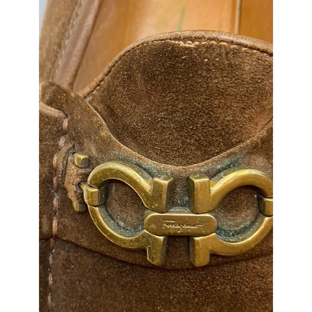 SALVATORE FERRAGAMO Men's Brown Vintage Round Toe Slip-On Leather Loafers SZ 5.5 - Picture 4 of 12
